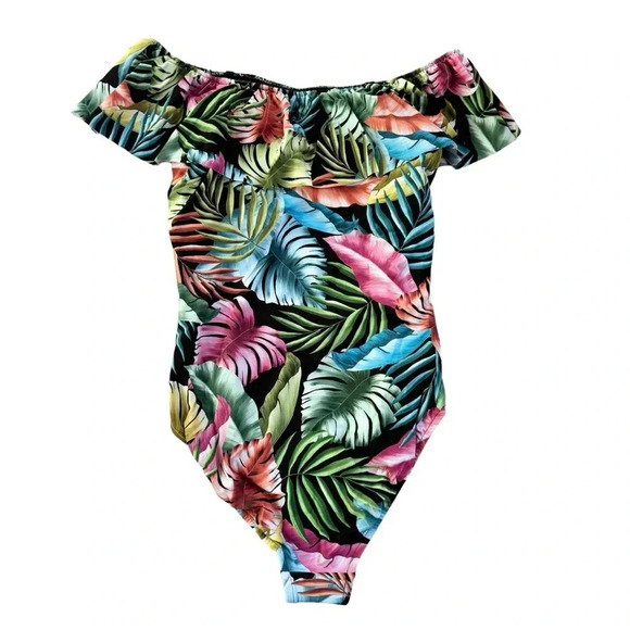 Swim Solutions Tummy-Control Off The Shoulder One Piece Swimsuit Size 12 NWT - Picture 4 of 12